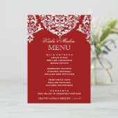 311 Mon Cherie Damask Red & Faux Silver Menu (Staand voorkant)