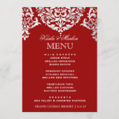 311 Mon Cherie Damask Red & Faux Silver Menu (Voorkant)
