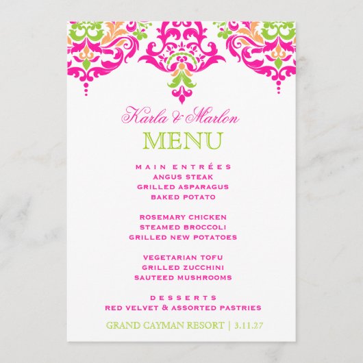 311 Mon Cherie Damask Vibrant Garden Menu (Voorkant)