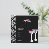 311-Monogram Damasglas Roze Kaart (Staand voorkant)