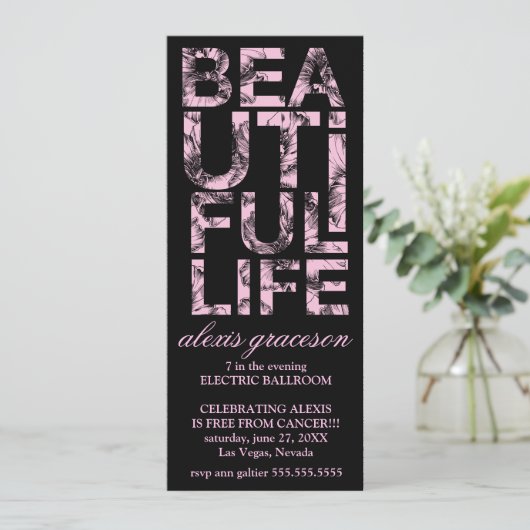 311 Mooie Life Cancer Free Party Kaart (Staand voorkant)