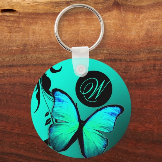311 Mosterdvlinder Turquoise Blue Sleutelhanger (Voorkant)