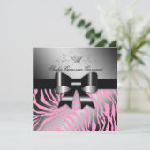 311-nacht Zebra Shimmer Black Bow Pink | Zoet 16 Kaart (Staand voorkant)