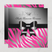 311 Nachtelijk Zebra Shimmer Black Bow Hot Pink |  Kaart (Voorkant / Achterkant)