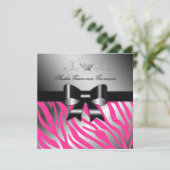 311 Nachtelijk Zebra Shimmer Black Bow Hot Pink |  Kaart (Staand voorkant)