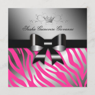 311 Nachtelijk Zebra Shimmer Black Bow Hot Pink    Kaart