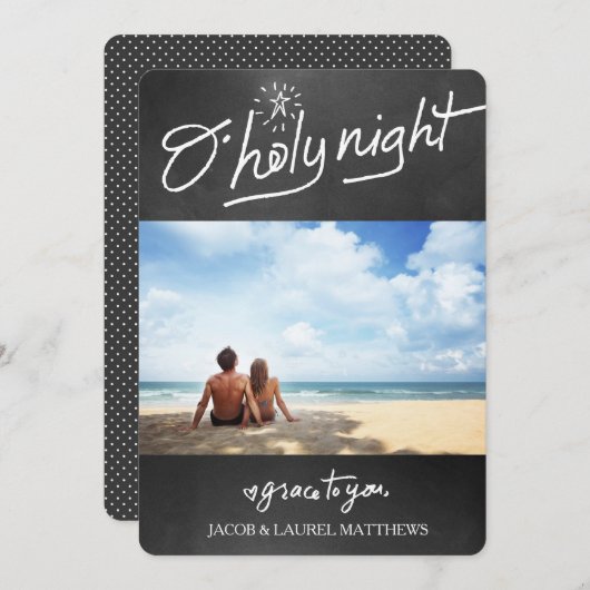 311 O Heilige Night Chalkboard Typography Holiday Feestdagenkaart (Voorkant / Achterkant)