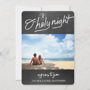 311 O Heilige Night Chalkboard Typography Holiday Feestdagenkaart