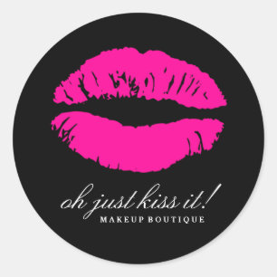 311-Oh kus het gewoon! Hott Pink   Zwart Ronde Sticker