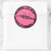 311 Oh kus het gewoon! Kant roze op roze lippen Ronde Sticker (Tas)