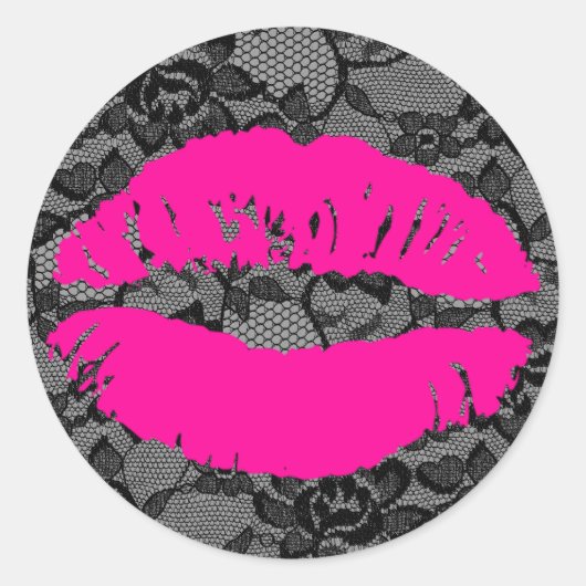 311 Oh kus het gewoon! Lace Hot Pink Ronde Sticker (Voorkant)