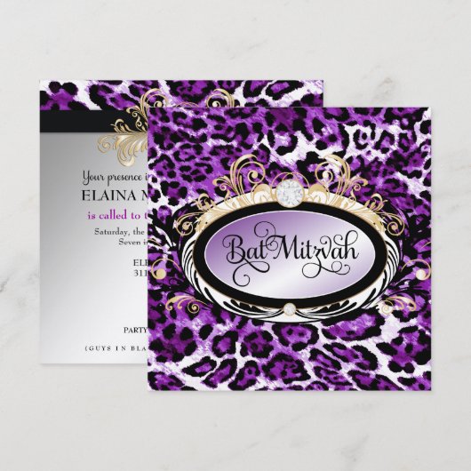 311 Opulent Gold Paars leopard metallisch papier Kaart (Voorkant / Achterkant)