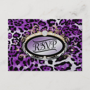 311 Opulent Gold Paars RSVP-luipaard metaal RSVP Kaartje