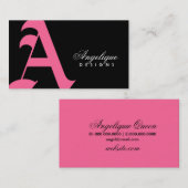 311-Oude Engelse monogram roze in zwart Visitekaartje (Voorkant / Achterkant)