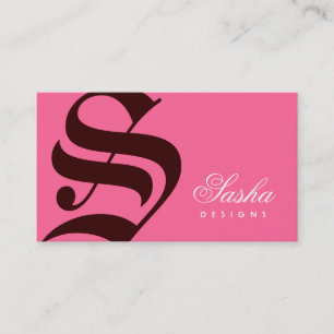 311-Oude Engelstalige monogram roze N Brown Visitekaartje