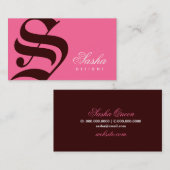 311-Oude Engelstalige monogram roze N Brown Visitekaartje (Voorkant / Achterkant)