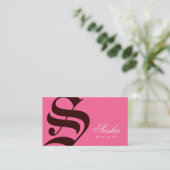 311-Oude Engelstalige monogram roze N Brown Visitekaartje (Staand voorkant)