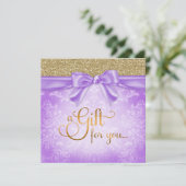 311 Paarse Faux Glitter Cadeaubon (Staand voorkant)