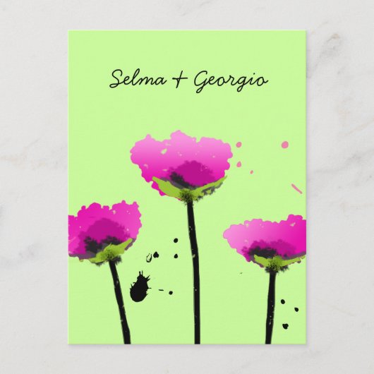 311-PASSIONATE POPPY | SCRIPT-LIMOEN UITNODIGING BRIEFKAART (Voorkant)