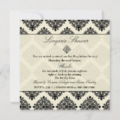 311-Phoebe Cream & Black Damask Invitation Kaart (Achterkant)