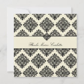 311-Phoebe Cream & Black Damask Invitation Kaart (Voorkant)