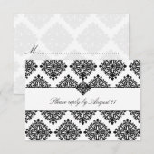 311 Phoebe Cream & Black Damask RSVP Kaartje (Voorkant / Achterkant)