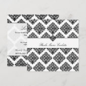 311 Phoebe Crème & Black Damask Uitnodiging (Voorkant / Achterkant)
