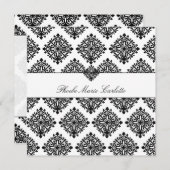 311 Phoebe Crème & Zwarte Damask Uitnodiging (Voorkant / Achterkant)