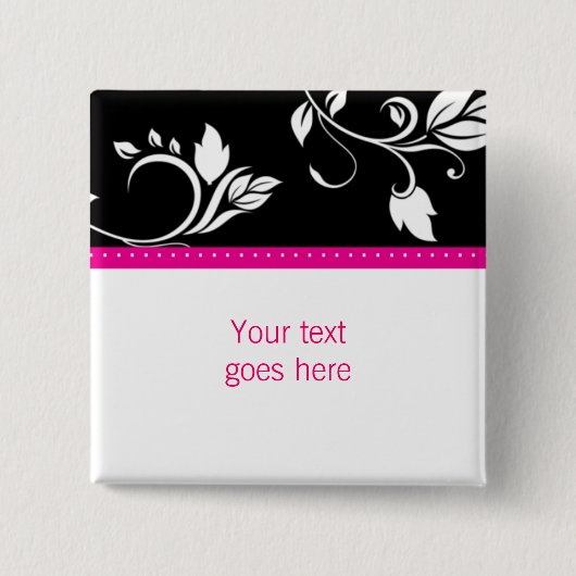 311 PInk Flower trendy Swirls custom broch / pin Vierkante Button 5,1 Cm (Voorkant)