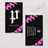 311-PINK GLIMMER MONOGRAM VISITEKAARTJE (Voorkant / Achterkant)
