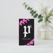 311-PINK GLIMMER MONOGRAM VISITEKAARTJE (Staand voorkant)
