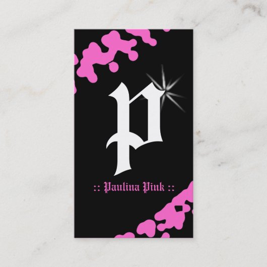 311-PINK GLIMMER MONOGRAM VISITEKAARTJE (Voorkant)