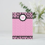 311-PINKBUTTERFLY DAMASK BRIEFKAART (Staand voorkant)