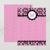 311-PINKBUTTERFLY DAMASK BRIEFKAART (Voorkant / Achterkant)