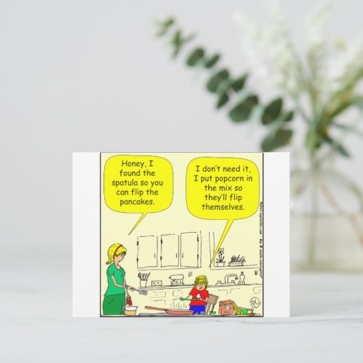 311 Popcorn pancakes cartoon Briefkaart (Staand voorkant)