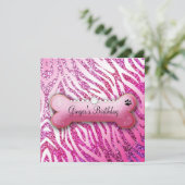 311 Posh Pooch Birthday Noite Glitter Zebra Kaart (Staand voorkant)