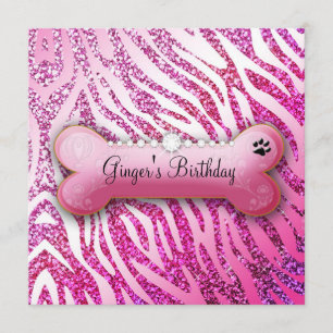 311 Posh Pooch Birthday Noite Glitter Zebra Kaart