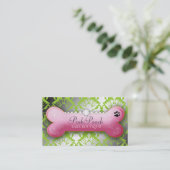 311 Posh Pooch Damask Shimmer Green Grass Visitekaartje (Staand voorkant)