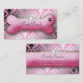 311 Posh Pooch Damask Shimmer Pink Poodle Visitekaartje (Voorkant / Achterkant)