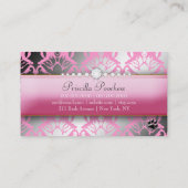 311 Posh Pooch Damask Shimmer Pink Poodle Visitekaartje (Achterkant)