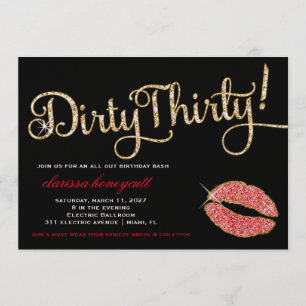 311 Red Glitzy Dirty Derty Birthday Party Sparkle Kaart