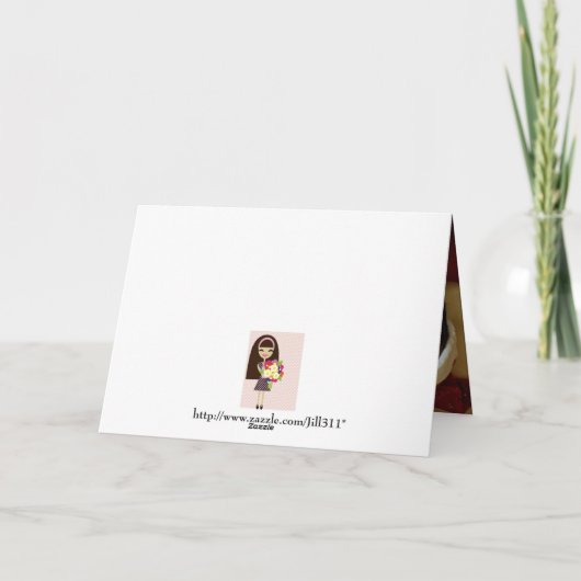 311-Red Zebra Stripes Bow Foto Kerst Kaart (Achterkant)