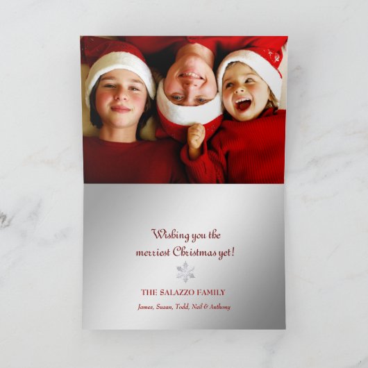 311-Red Zebra Stripes Bow Foto Kerst Kaart (Binnen)