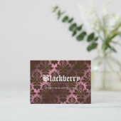 311-Roze Blackberry "Pure" chocolade Damask Visitekaartje (Staand voorkant)