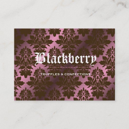 311-Roze Blackberry "Pure" chocolade Damask Visitekaartje (Voorkant)