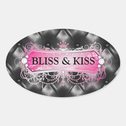 311 Roze Bliss Gouden Tuft Ovale Sticker (Voorkant)