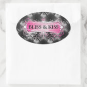 311 Roze Bliss Gouden Tuft Ovale Sticker (Tas)