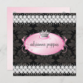 311-roze diamantuitnodiging kaart (Voorkant / Achterkant)