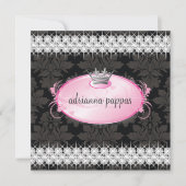 311-roze diamantuitnodiging kaart (Voorkant)