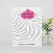 311 Roze, dunne, roze Zebra met briefhoofd (Staand voorkant)
